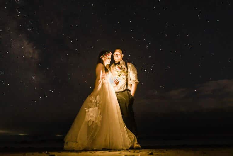 Milky Way effect starry celestial Oregon Coast Elopement