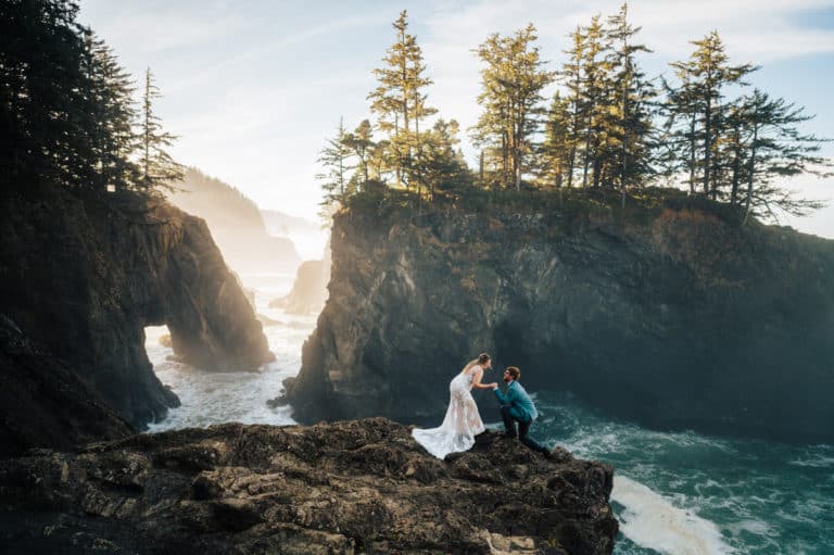 Oregon Coast and Redwoods elopement, Samuel H Boardman Scenic Corridor and Natural Bridges