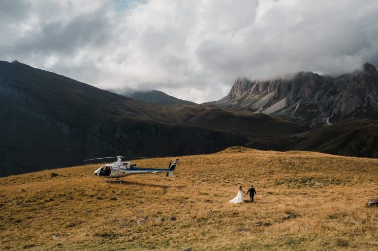 Helicopter Elopement in the Dolomites + Boat Ride on Lago di Braies